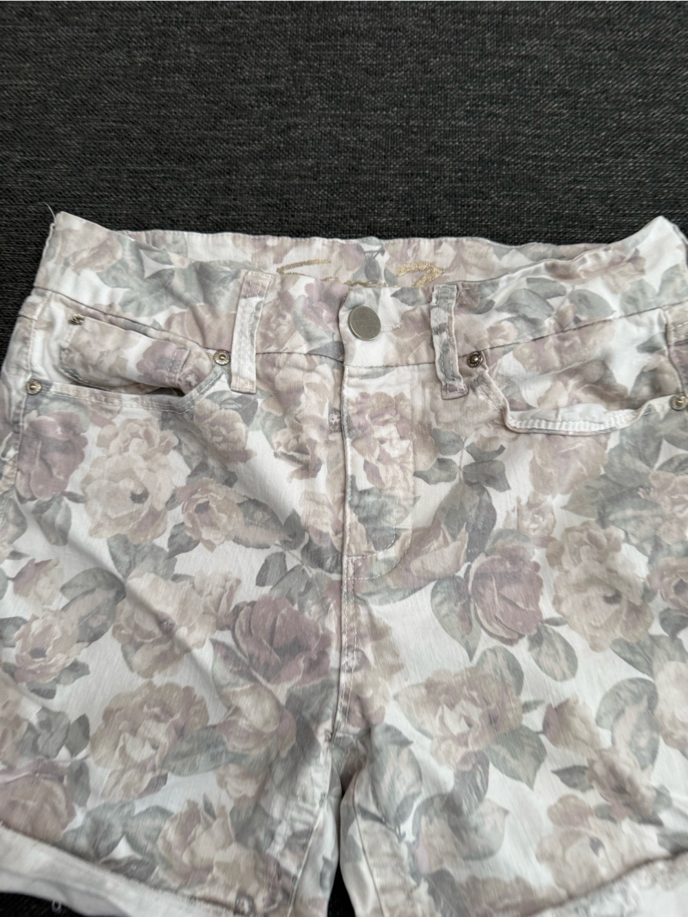 Seven 7 90’s Y2K Floral Print Women's Denim Shorts - White Blush trending mid - Picture 2 of 12